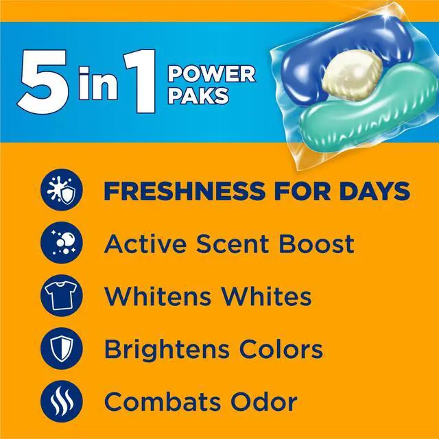 Alt view image 2 of 6 - ARM & HAMMER Clean Burst 5-in-1 Laundry Detergent Power Paks, Powerfully Clean, Clean Burst Scent, 42 Count