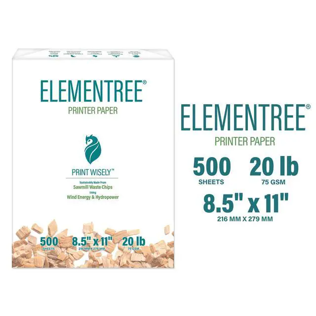 Alt view image 6 of 6 - Elementree Sustainable Printer Paper, 8.5" x 11", 20 lb., White, 1 Ream (500 Sheets)