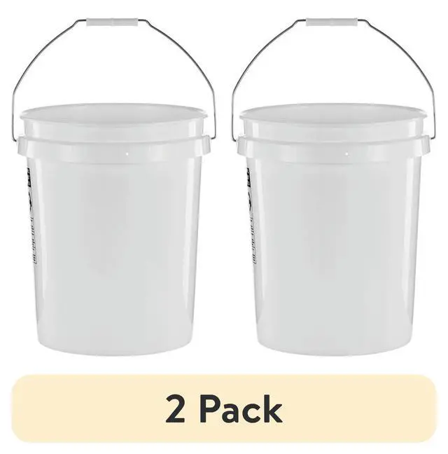 Alt view image 2 of 7 - (2 pack) United Solutions 5 Gallon Round Utility Bucket, Comfort Handle, Plastic, White, PN0149, 1 Each