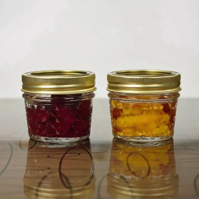 Alt view image 6 of 6 - Mainstays 4 oz Mason Jars, Regular Mouth Quilted Canning Jars with Lids and Rings, 12-Pack Mini Glass Jars for Home Canning and Gifting