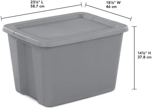 Alt view image 3 of 5 - Sterilite 18 Gallon Large Storage Bin, Plastic Storage Container with Snap-On Lid, Gray