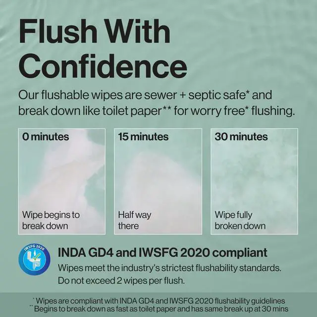 Alt view image 3 of 6 - The Honest Company Flushable Wipes for Adults, Fragrance Free and Hypoallergenic Wet Wipes, Tropical Leaves, 42 Count