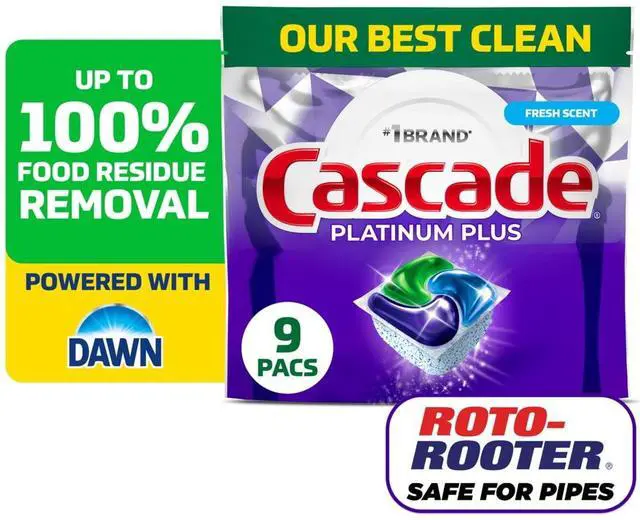 Main image of Cascade Platinum Plus Dishwasher Pods, Fresh, 9 Count