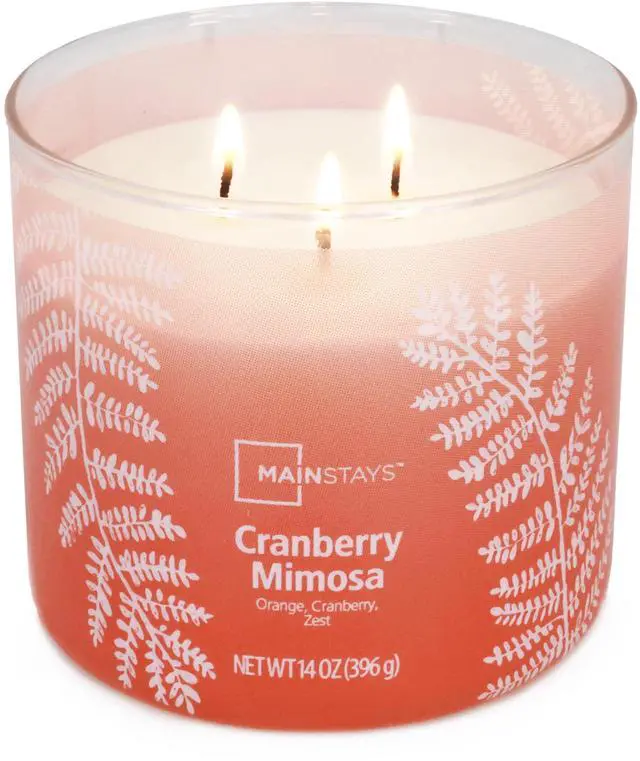 Main image of Mainstays 3-Wick Ombre Wrap Cranberry Mimosa Candle, 14 Ounce