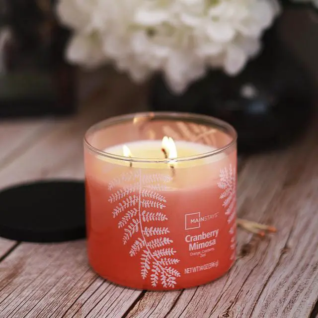 Alt view image 4 of 6 - Mainstays 3-Wick Ombre Wrap Cranberry Mimosa Candle, 14 Ounce