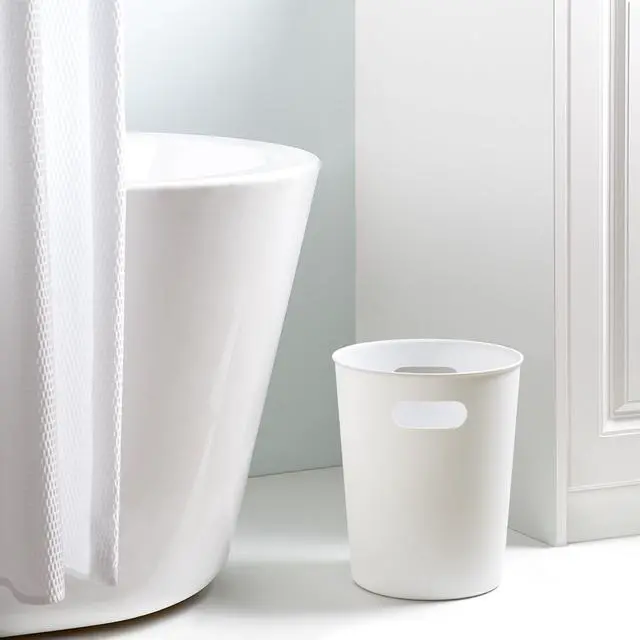 Alt view image 2 of 5 - Mainstays Basic White Plastic Bathroom Wastebasket, 2.64 gal
