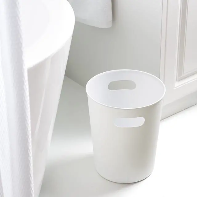 Alt view image 5 of 5 - Mainstays Basic White Plastic Bathroom Wastebasket, 2.64 gal