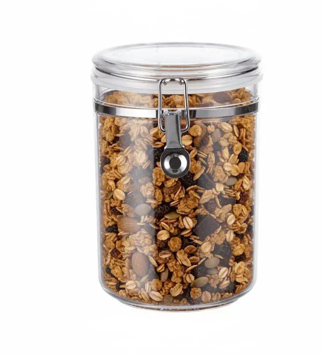 Main image of Mainstays Classic Medium Round Food Storage Canister, 33.8 oz, Clear Plastic, BPA-Free, Airtight, Stackable