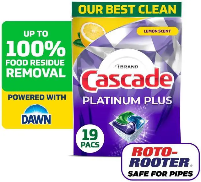 Main image of Cascade Platinum Plus Dishwasher Pods, Lemon, 19 Count