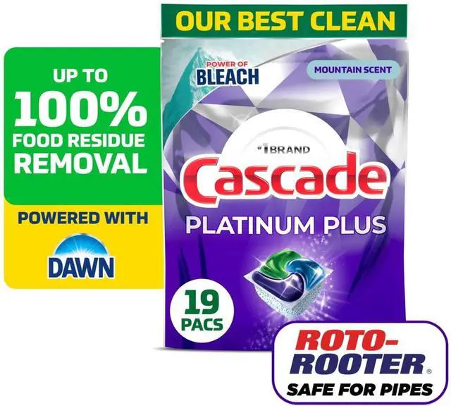 Main image of Cascade Platinum Plus Dishwasher Pods, Dishwasher Detergent, Dish Detergent Soap, Mountain, 19 Count