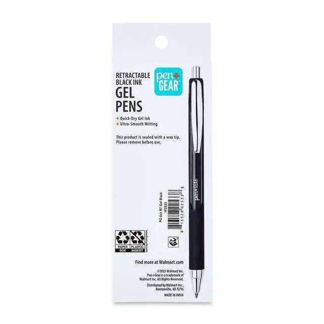 Alt view image 7 of 7 - Pen+Gear Retractable Gel Ink Pens, Medium Point, 0.7mm, Black, 6 Count