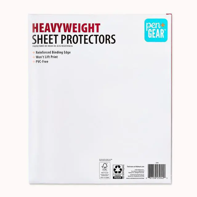 Alt view image 3 of 6 - Pen+Gear Heavyweight Sheet Protectors, Clear, 9.25" x 11.22", 25 Count