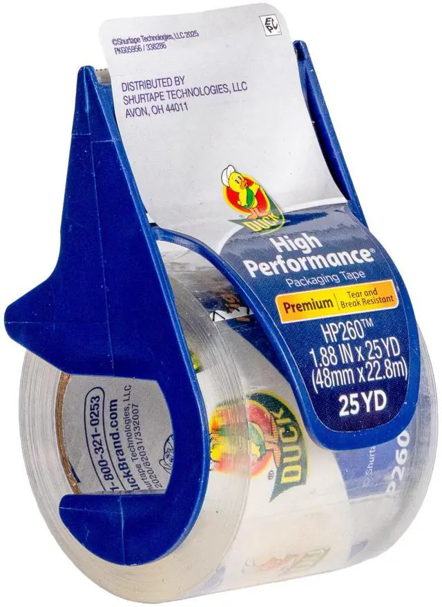 Main image of Duck High Performance Packing Tape with Dispenser - Clear, 1.88 in. x 25 yd.
