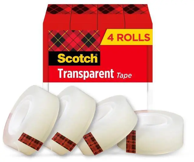 Main image of Scotch Transparent Tape, 3/4 in. x 1000 in., 4 Rolls