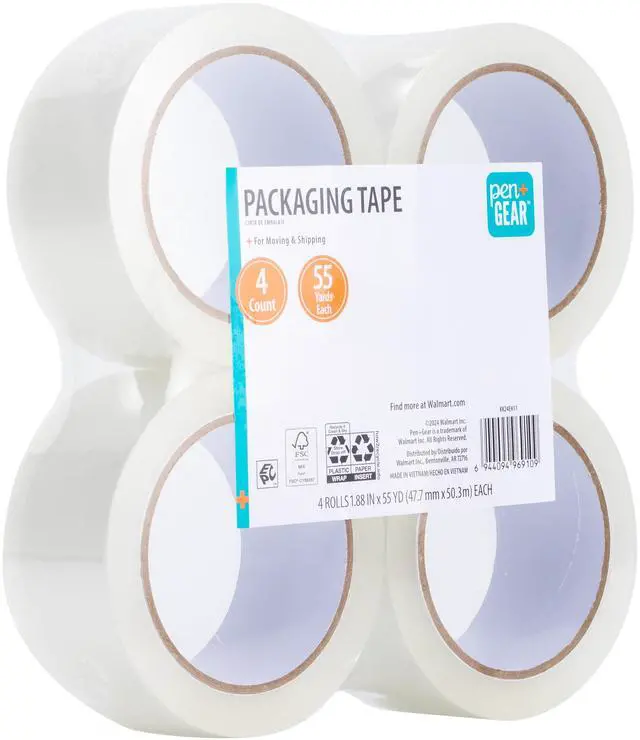 Main image of Pen+Gear Packing Tape, Clear, 1.88 in x 55 Yds, 4 Rolls