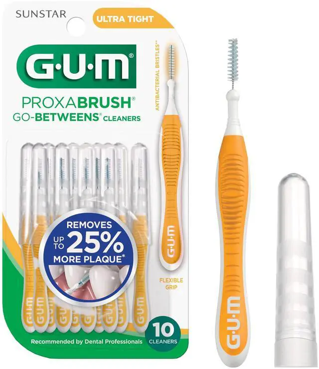 Alt view image 7 of 7 - (2 pack) GUM Proxabrush Go-Betweens - Ultra Tight, Interdental Brushes, Soft Bristled Dental Picks, 10 Count