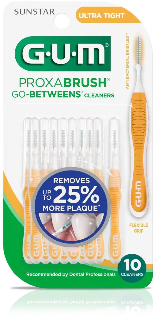 Alt view image 2 of 7 - (2 pack) GUM Proxabrush Go-Betweens - Ultra Tight, Interdental Brushes, Soft Bristled Dental Picks, 10 Count