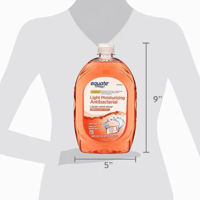 Alt view image 4 of 6 - (2 pack) Equate Light Moisturizing Antibacterial Liquid Hand Soap, 50 fl oz, Compare to Softsoap® Crisp Clean Antibacterial Hand Soap with Moisturizers Active Ingredient