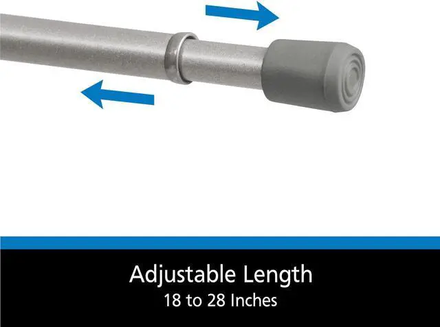 Alt view image 4 of 6 - (2 pack) Mainstays 7/16" Adjustable Spring Tension Curtain Rod, 18-28", Chrome