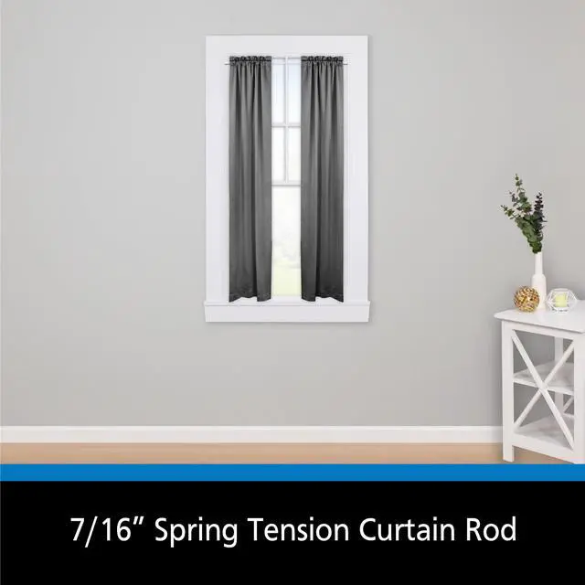Alt view image 6 of 6 - (2 pack) Mainstays 7/16" Adjustable Spring Tension Curtain Rod, 18-28", Chrome