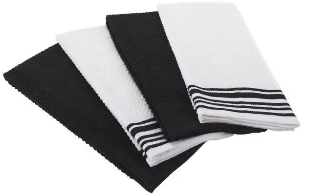 Main image of Mainstays 4-Pack 16 in x 26 in Woven Kitchen Towel Set, Black