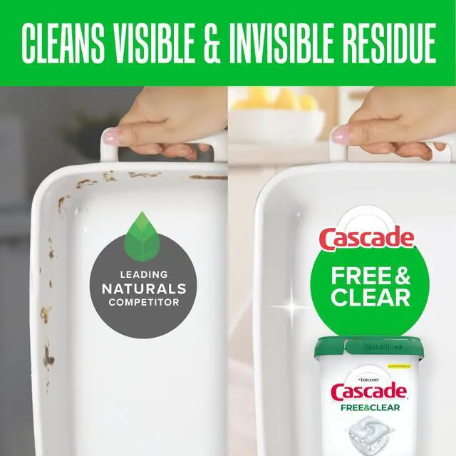 Alt view image 4 of 7 - Cascade Free & Clear Dishwasher Pods, Dish Detergent Soap, Unscented, 19 Count