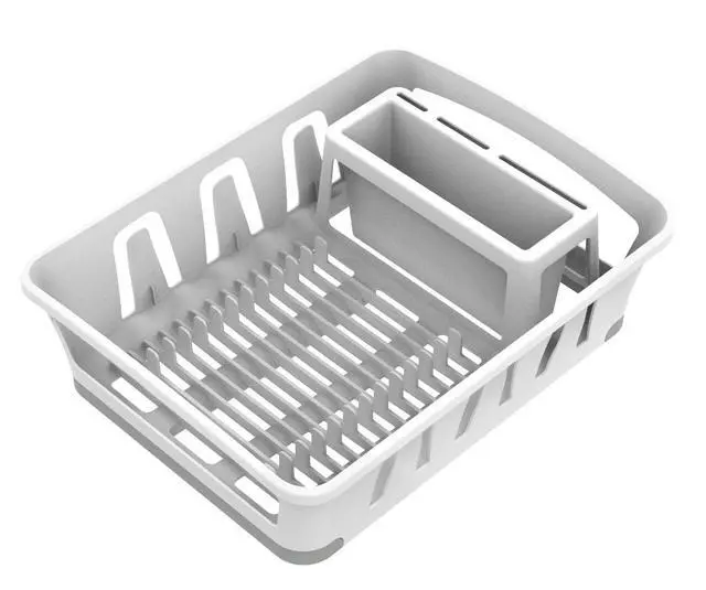 Alt view image 3 of 5 - Mainstays Expandable Kitchen Dish Drying Rack with Utensil Holder, Countertop Dish Drainer Rack for Plates, Cups and Kitchen Sink Organization, White