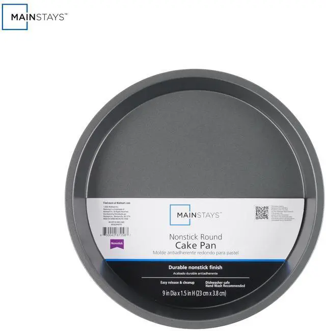 Main image of (3 pack) Mainstays 9" x 9" Round Nonstick Steel Cake Pan, Dark Gray