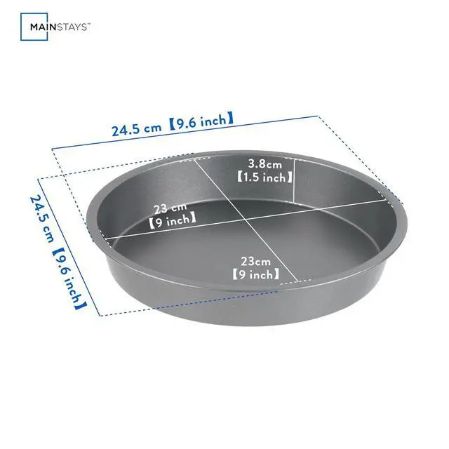 Alt view image 6 of 7 - (3 pack) Mainstays 9" x 9" Round Nonstick Steel Cake Pan, Dark Gray
