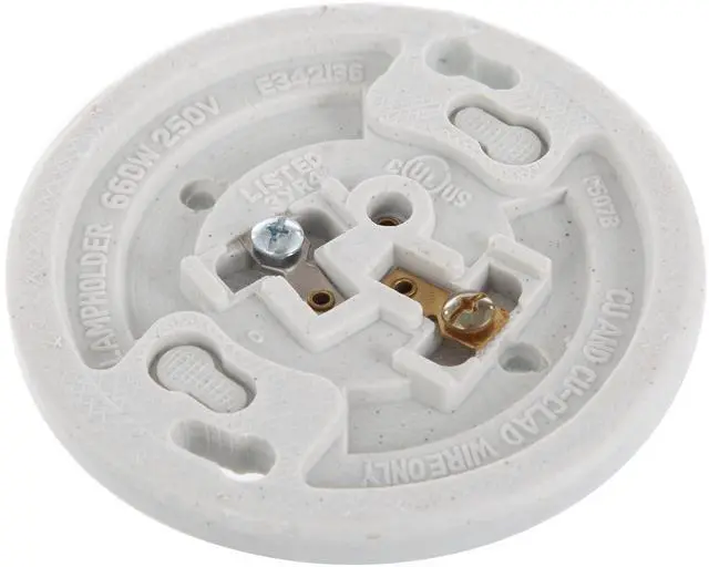 Alt view image 3 of 7 - Hyper Tough White Base Porcelain Light Bulb Socket TD35078G, 2.25 in Assembled Product Height, 1-PC