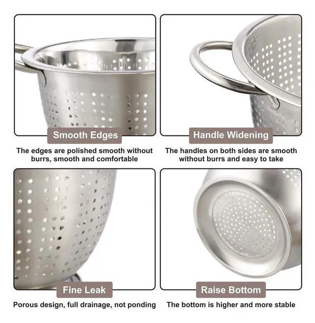 Alt view image 2 of 4 - Mainstays SS 3QT Multi-Use Colander for Straining, Draining & Rinsing Pasta, Fruits or Vegetables