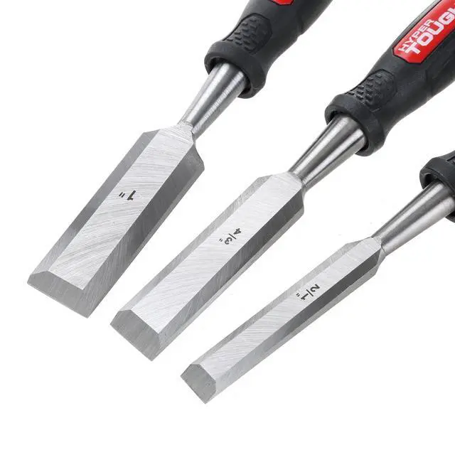 Alt view image 6 of 6 - Hyper Tough 3 Piece Wood Chisels with Striking Caps