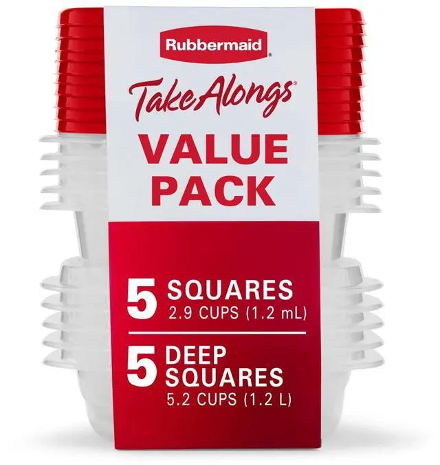 Main image of Rubbermaid TakeAlongs Food Storage Containers, 10 Piece Set, Red