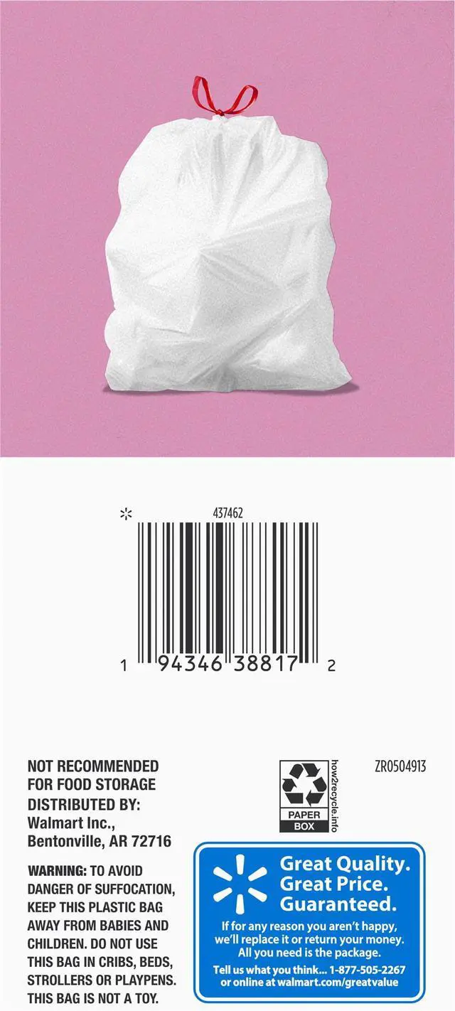 Alt view image 2 of 5 - Great Value Drawstring Trash Bags, 4 gal, White, Lavender Fields, 40 Bags