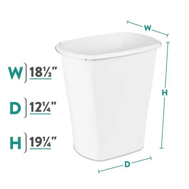 Alt view image 3 of 7 - Sterilite Large Kitchen Trash Can, 10 Gallon Plastic Garbage Bin with No Lid, White