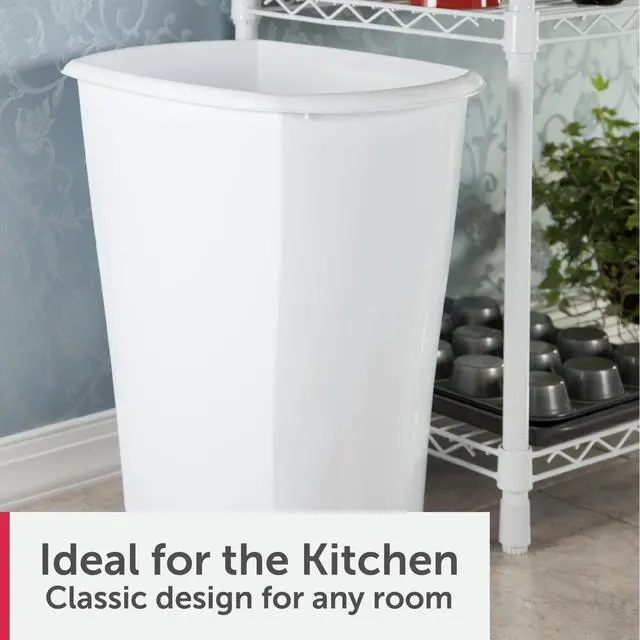 Alt view image 5 of 7 - Sterilite Large Kitchen Trash Can, 10 Gallon Plastic Garbage Bin with No Lid, White