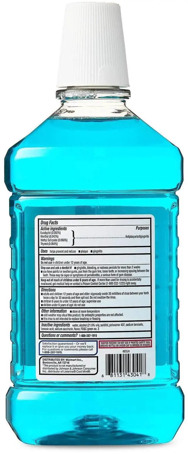 Alt view image 5 of 6 - Equate Antiseptic Mouthwash, Blue Mint, 1.5 L