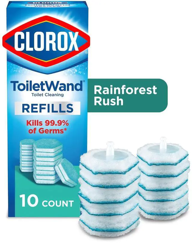 Main image of Clorox ToiletWand Disinfecting Brush Refills, Disposable Toilet Bowl Cleaner, Rainforest Rush, 10 Count