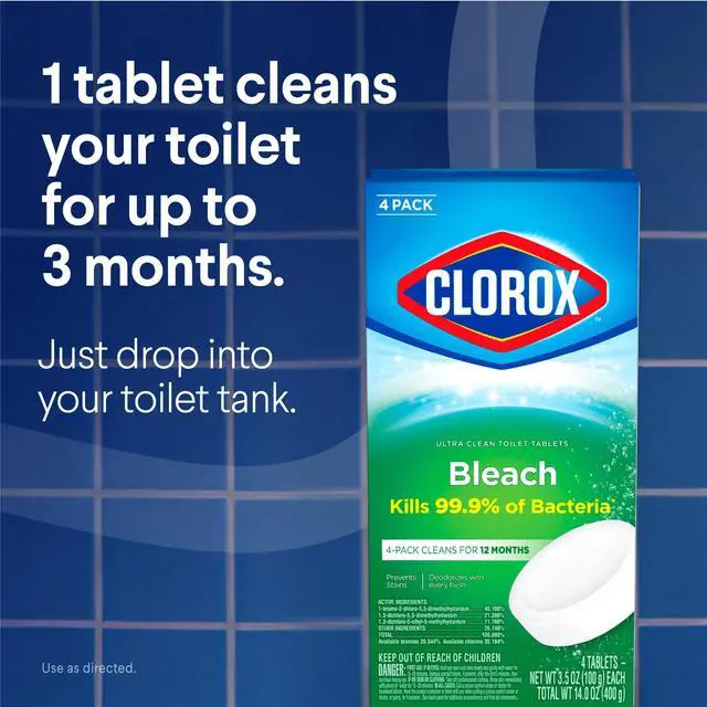 Alt view image 5 of 6 - Clorox Bleach Automatic Toilet Bowl Cleaner Tablets, 2 Pack