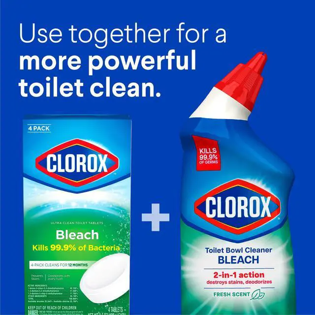Alt view image 3 of 6 - Clorox Bleach Automatic Toilet Bowl Cleaner Tablets, 2 Pack