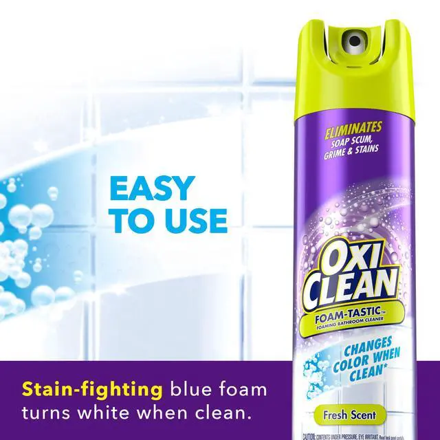 Alt view image 4 of 6 - OxiClean Foam-Tastic Foaming Bathroom Cleaner, Removes Soap Scum, Grime & Stains, Fresh Scent, 19 oz