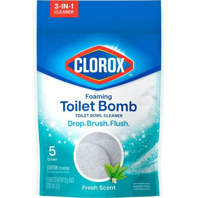 Alt view image 2 of 6 - Clorox Foaming Toilet Bomb Toilet Bowl Cleaner, Bleach Free, Fresh Scent, 5 Count