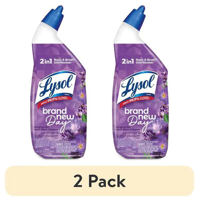 Alt view image 6 of 7 - (2 pack) Lysol Toilet Bowl Cleaner Clinging Gel, Disinfecting Bathroom Cleaner and Toilet Bowl Stain Remover, Lavender & Cotton Blossom Scent, 24 fl oz