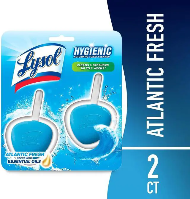 Main image of Lysol Automatic in-The-Bowl Toilet Cleaner, Cleans and Freshens Toilet Bowl, Atlantic Fresh Scent, 2 Count