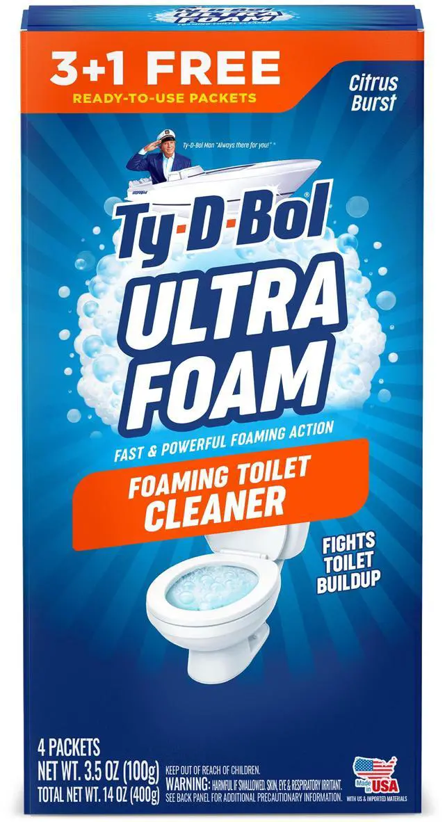 Main image of Ty-D-Bol Ultra Foam, Citrus Burst Scent, Foaming Toilet Bowl Cleaner, 4 Packets