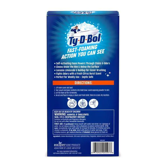 Alt view image 3 of 5 - Ty-D-Bol Ultra Foam, Citrus Burst Scent, Foaming Toilet Bowl Cleaner, 4 Packets