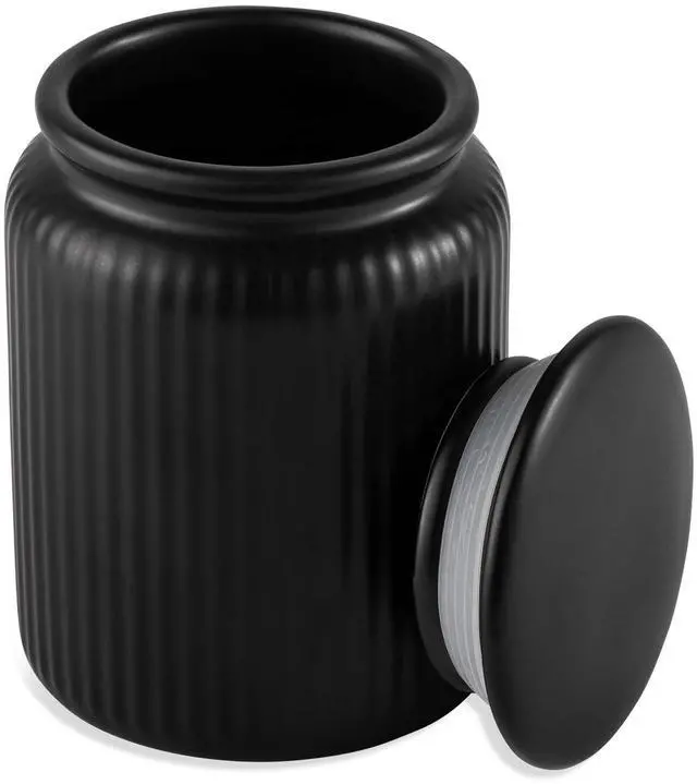 Main image of Thyme & Table Small 580 mL Ceramic Ribbed Kitchen Organization Jar, Black