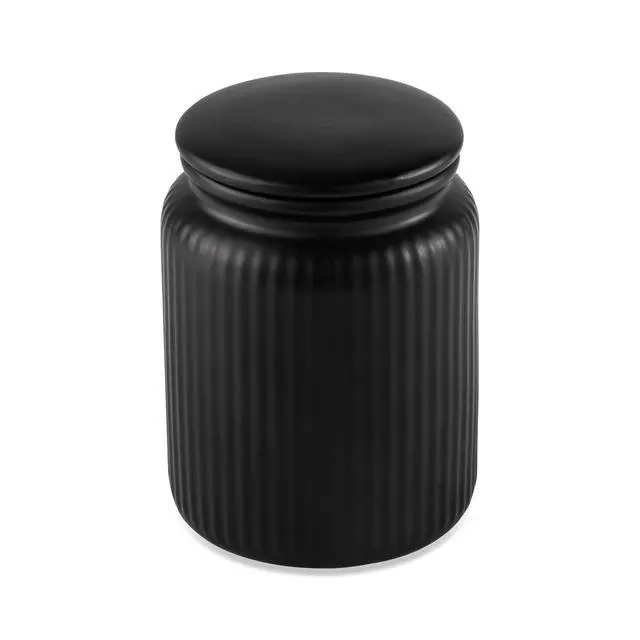 Alt view image 3 of 6 - Thyme & Table Small 580 mL Ceramic Ribbed Kitchen Organization Jar, Black