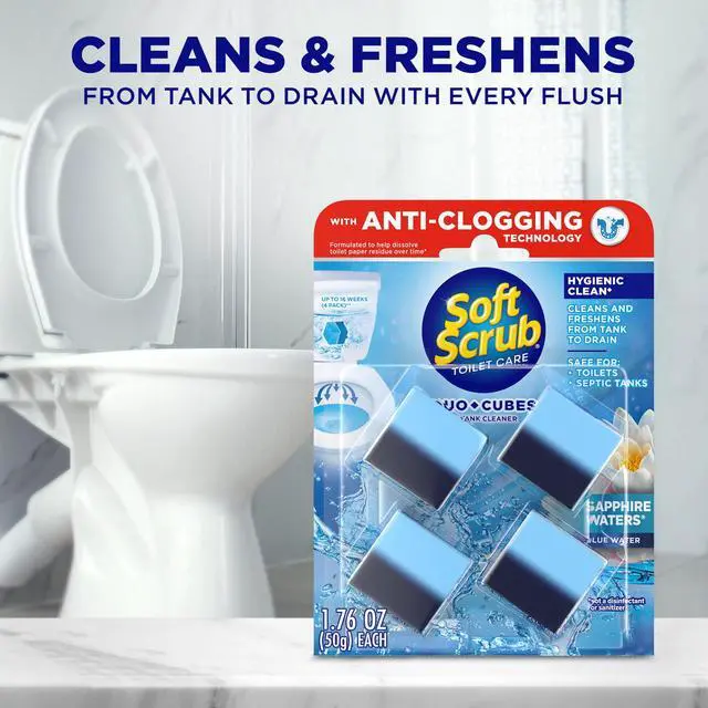 Alt view image 5 of 7 - Soft Scrub In-Tank Toilet Cleaner Duo-Cubes, Sapphire Waters, 4Ct, Continuous Clean, Cleans&Freshens