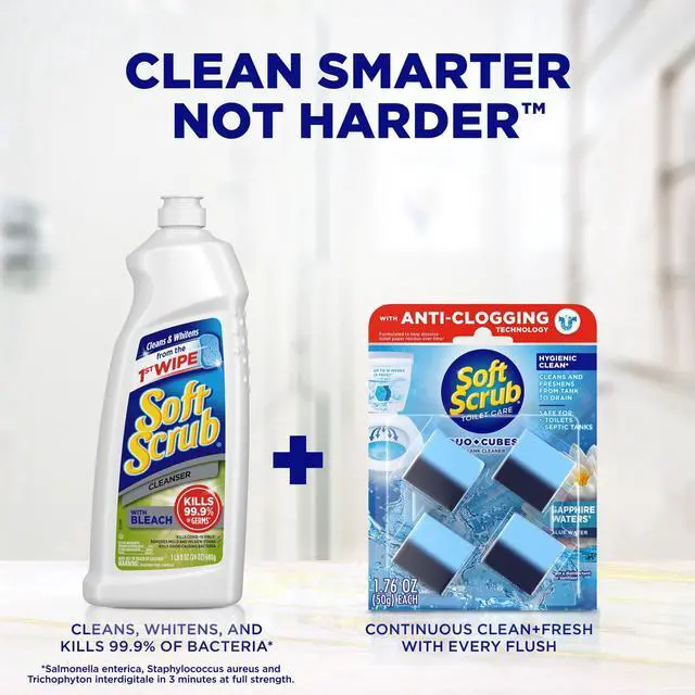 Alt view image 2 of 7 - Soft Scrub In-Tank Toilet Cleaner Duo-Cubes, Sapphire Waters, 4Ct, Continuous Clean, Cleans&Freshens